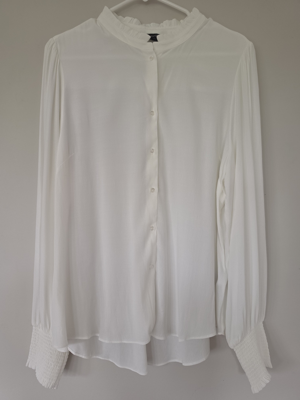 RW&CO. White Ruffle-Trim Button Front Blouse Women's Large
